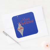 Vrolijk Kerst Patriottisch Glitter Ornament Vierkante Sticker (Envelop)