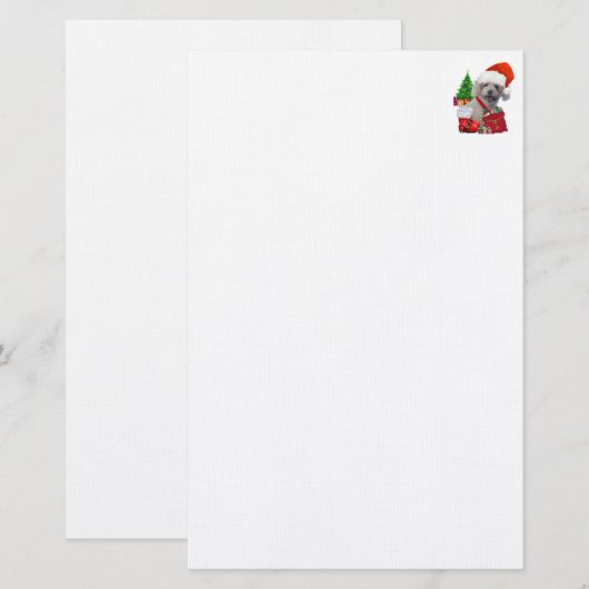 Vrolijk Kerst Poedel Stationery Briefpapier (Voorkant / Achterkant)