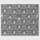 Vrolijk Kerst Polar Beer op Sterren Cadeaupapier (Vlak)