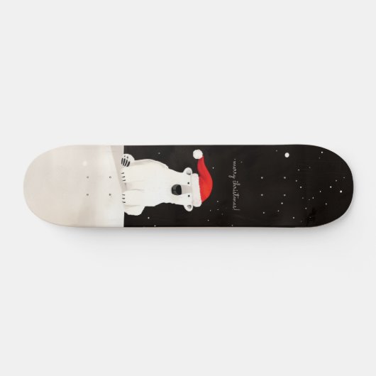 Vrolijk Kerst Polar Beer! Persoonlijk Skateboard (Horizontaal)