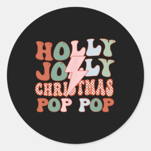 Vrolijk Kerst Pop Pop Retro Xmas Party Familie Ma Ronde Sticker