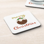 Vrolijk Kerst + Pudding ontwerp Bier Onderzetter (Linkerzijde)