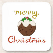 Vrolijk Kerst + Pudding ontwerp Bier Onderzetter (Voorkant)