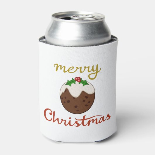 Vrolijk Kerst + Pudding ontwerp Blikjeskoeler (Blikje Voorkant)