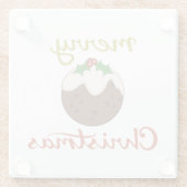 Vrolijk Kerst + Pudding ontwerp Glazen Onderzetter (Achterkant)