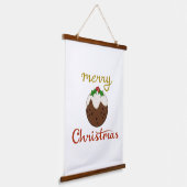 Vrolijk Kerst + Pudding ontwerp Hangend Wandkleed (Gebogen)