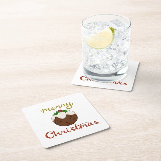 Vrolijk Kerst + Pudding ontwerp Kartonnen Onderzetters (Insitu)