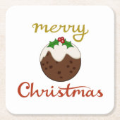 Vrolijk Kerst + Pudding ontwerp Kartonnen Onderzetters (Voorkant)