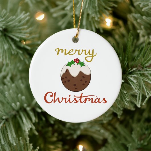 Vrolijk Kerst + Pudding ontwerp Keramisch Ornament (Boom)