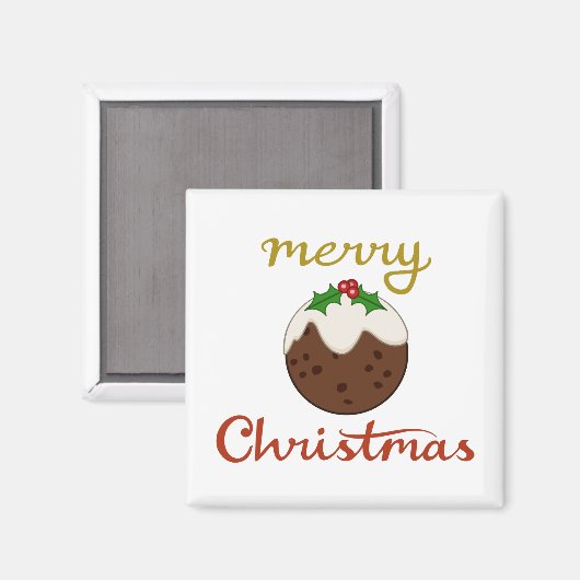 Vrolijk Kerst + Pudding ontwerp Magneet (Voorkant / Achterkant)