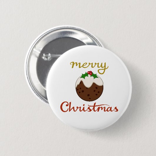 Vrolijk Kerst + Pudding ontwerp Ronde Button 5,7 Cm (Voorkant /achterkant)