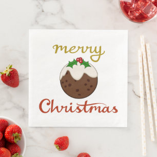 Vrolijk Kerst + Pudding ontwerp Servet