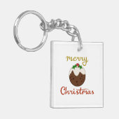 Vrolijk Kerst + Pudding ontwerp Sleutelhanger (Voorkant Links)