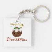 Vrolijk Kerst + Pudding ontwerp Sleutelhanger (Achterkant)