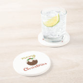 Vrolijk Kerst + Pudding ontwerp Zandsteen Onderzetter (Zijkant)