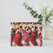 Vrolijk Kerst puppies briefkaart (Staand voorkant)