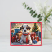 Vrolijk Kerst Puppy Vakantie Briefkaart (Staand voorkant)