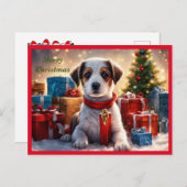 Vrolijk Kerst Puppy Vakantie Briefkaart (Voorkant / Achterkant)