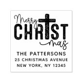 Vrolijk kerst religieuze terugkeer adres  zelfinktende stempel (Design)