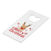 Vrolijk Kerst Rendier Creditkaart Flessenopener (Voorkant Gekanteld)