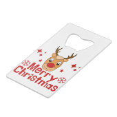 Vrolijk Kerst Rendier Creditkaart Flessenopener (Achterkant Gekanteld)