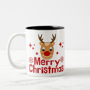 Vrolijk Kerst Rendier Tweekleurige Koffiemok