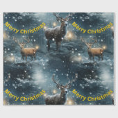 Vrolijk Kerst Rendier Wrapping Papier (Vlak)