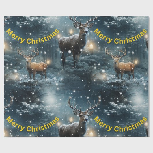Vrolijk Kerst Rendier Wrapping Papier (Vlak)