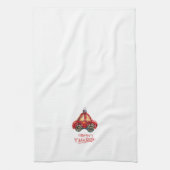 Vrolijk Kerst Retro Auto Ornament Theedoek (Verticaal)