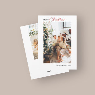 Vrolijk Kerst Retro Script Foto Vakantie Kaart