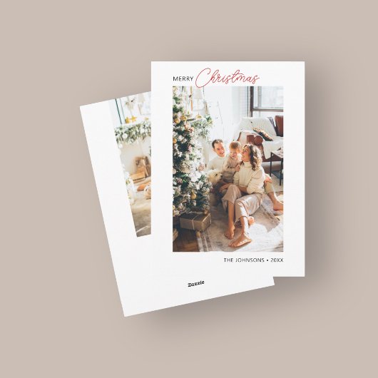 Vrolijk Kerst Retro Script Foto Vakantie Kaart