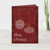 Vrolijk Kerst Rode Sterren Witte Ornamenten Kaart (Voorkant)