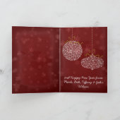 Vrolijk Kerst Rode Sterren Witte Ornamenten Kaart (Binnen)