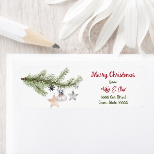 Vrolijk Kerst Rode Typografie Schattige Casual Sti Etiket (Insitu)