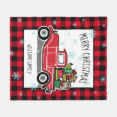 Vrolijk Kerst  Rode Vrachtwagen Gifts Naam Fleece Deken (Voorkant (Horizontaal))