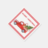 Vrolijk Kerst  Rode Vrachtwagen Stripes Vakantie Servet (Hoek)