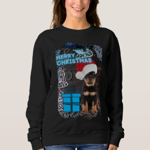 Vrolijk Kerst Rottweiler Puppy Met Cadeau Trui