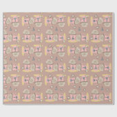 Vrolijk Kerst Roze Cappuccino Wrapping Paper Cadeaupapier (Vlak)