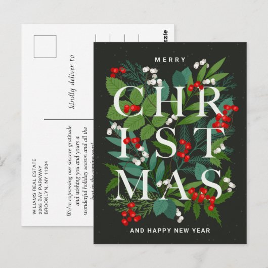 Vrolijk Kerst Rustiek Corporate Greeting Briefkaar Briefkaart (Voorkant / Achterkant)