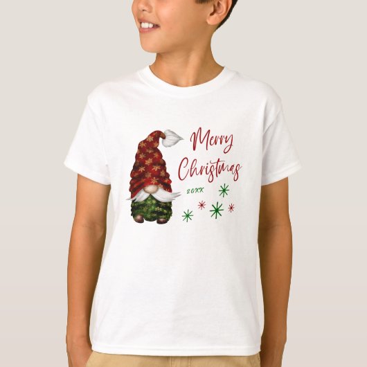 Vrolijk Kerst Rustiek Land Gnome Leuke vakantie T-shirt (Voorkant)