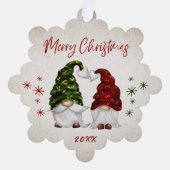 Vrolijk Kerst Rustiek Land Waterverf Gnomen Ornament Kaart (Voorkant)