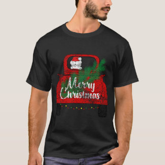 Vrolijk Kerst  Santa Red Truck met Licht T-shirt