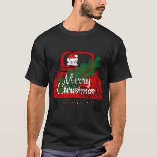 Vrolijk Kerst  Santa Red Truck met Licht T-shirt