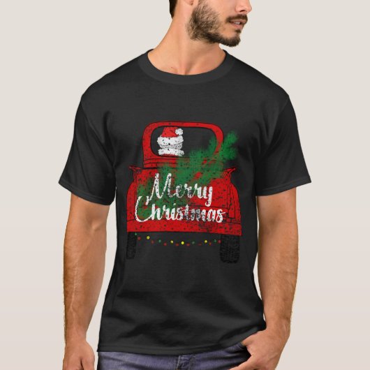 Vrolijk Kerst  Santa Red Truck met Licht T-shirt (Voorkant)