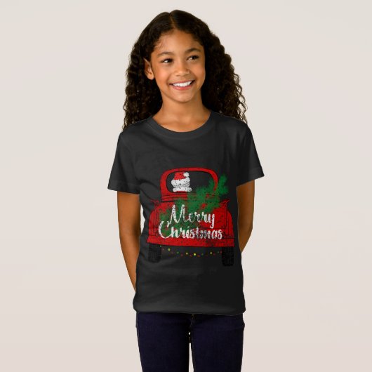 Vrolijk Kerst  Santa Red Truck met Licht T-shirt (Voorkant volledig)