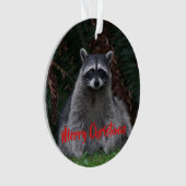 Vrolijk Kerst Schattige Bos Raccoon Ornament (voorkant)
