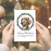 Vrolijk Kerst Schattige Dachshund vakantie krans K Feestdagen Kaart
