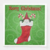 Vrolijk Kerst Schattige Gnome in Stocking Green Sw Servet (Voorkant)