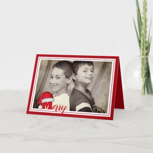 Vrolijk Kerst Schattige grillige Kerstman Foto Feestdagen Kaart (Voorkant)