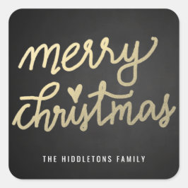 Vrolijk Kerst Schattige Handgeschreven Script Chal Vierkante Sticker